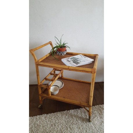 Desserte cannée rotin vintage