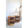Paire de tables de chevet en osier circa années 70