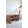 Paire de tables de chevet en osier circa années 70