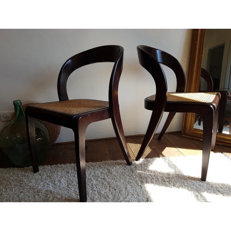 Suite de 4 chaises scandinaves  cannées - circa 1960