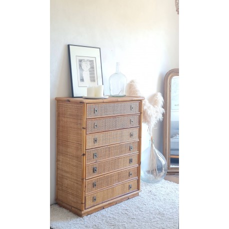Commode en rotin DAL VERA circa 1960