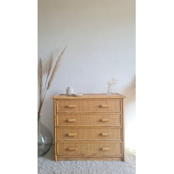 Commode en rotin circa années 70
