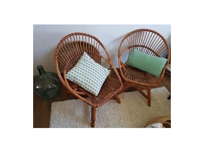 Paire de fauteuils rotin vintage